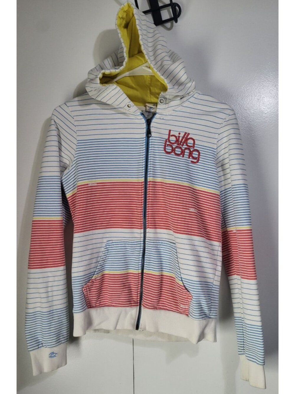 Y2k Vintage Billabong Striped Zip Hoodie Beach Surf Grunge Summer SZ M